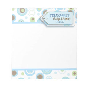 Happy Blue Dots Baby Boy Notepad Shower Favour