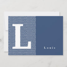 HAPPY | Blue dotted birth announcement card