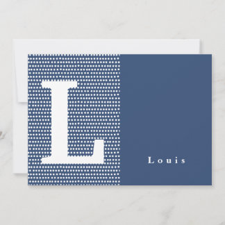 HAPPY | Blue dotted birth announcement card