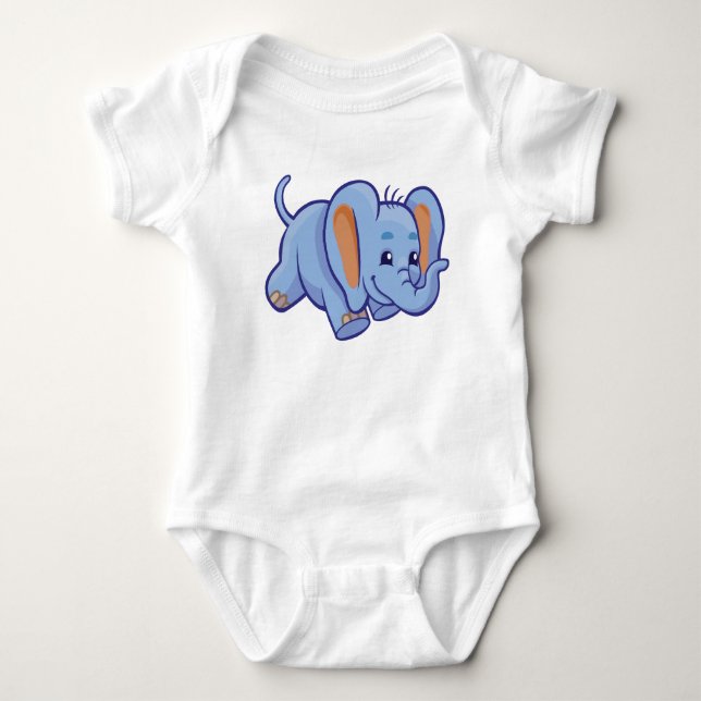 Happy Blue Elephant Baby Bodysuit (Front)
