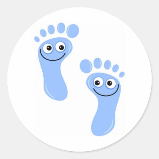 Happy Blue Feet Classic Round Sticker