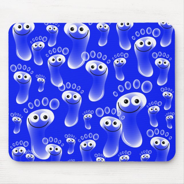 Happy Blue Feet Mouse Mat (Front)