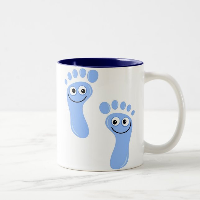 Happy Blue Feet Two-Tone Coffee Mug (Right)