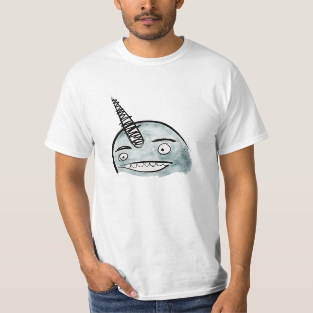 Happy Blue Narwhal Value Shirt (Front)