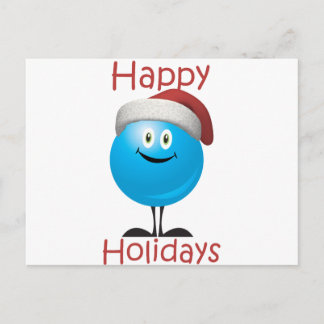 Happy blue ornament wishing a merry christmas holiday postcard