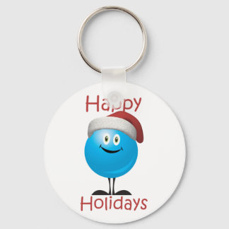 Happy blue ornament wishing a merry christmas key ring