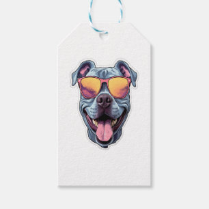Happy Blue Pitbull Wearing Sunglasses   Gift Tags