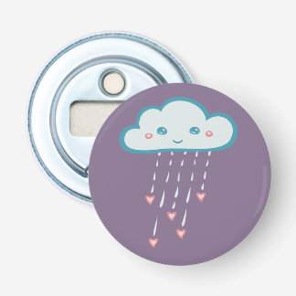 Happy Blue Rain Cloud Raining Pink Hearts Bottle Opener