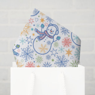 Happy Blue Snowmen Tissue Paper