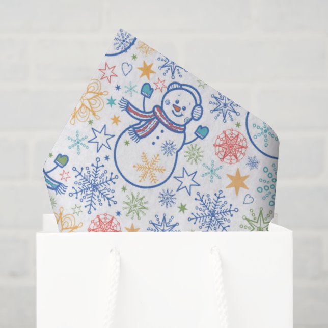 Happy Blue Snowmen Tissue Paper (Gift Bag)