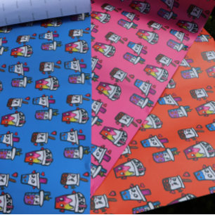 Happy Boba Tea Bubble Teas Bobas Kawaii Wrapping Paper Sheet