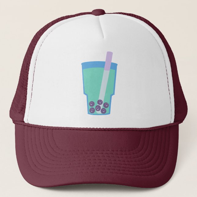 Happy Boba Tea Bubbles Trucker Hat (Front)