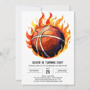 Happy Boho Net Basketball Birthday Invitation