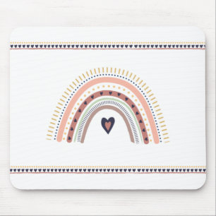Happy Boho Rainbow Modern Minimal Trendy Chic Mouse Mat
