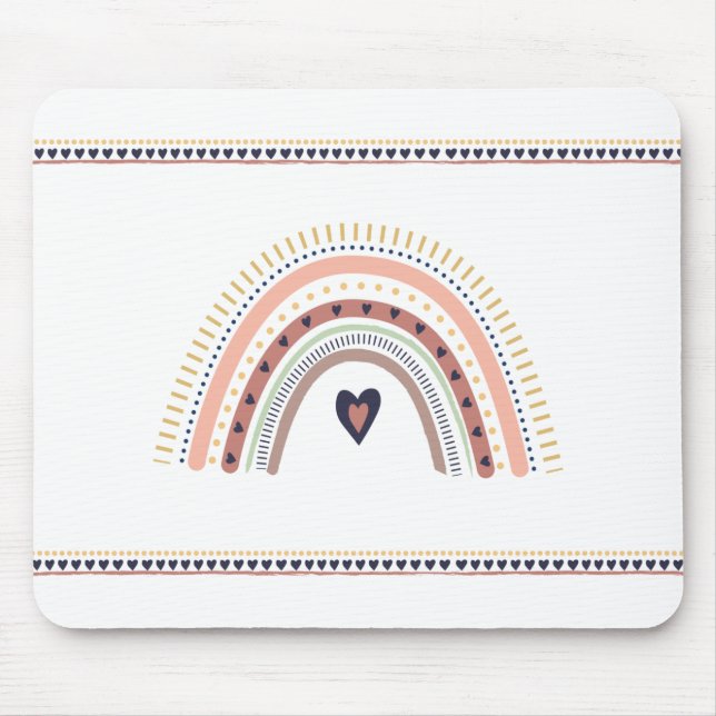 Happy Boho Rainbow Modern Minimal Trendy Chic Mouse Mat (Front)
