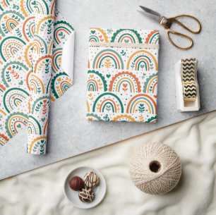 Happy Boho Rainbows Pattern Wrapping Paper Roll