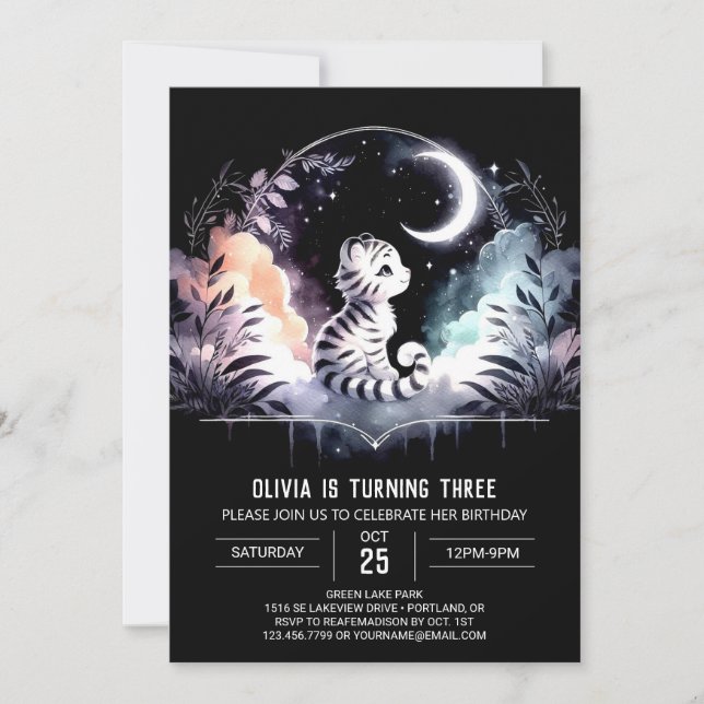 Happy Boho Tiger Birthday Invitation (Front)