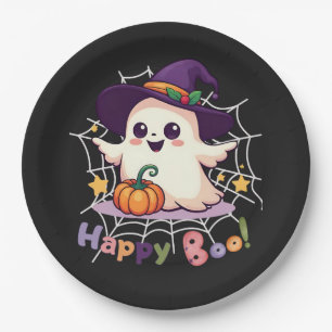 Happy Boo Cute Ghost Paper Plate