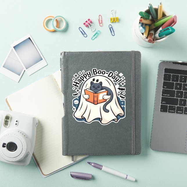 Happy Boo-Day Ghost Cat PNG - Spooky Cute Oversize (iPad Cover)