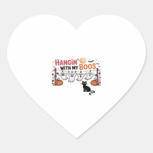 Happy Boo-Day Ghost Cat PNG - Spooky Cute Oversize Heart Sticker