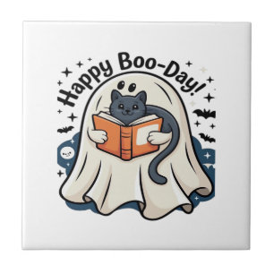 Happy Boo-Day Ghost Cat PNG - Spooky Cute Oversize Tile