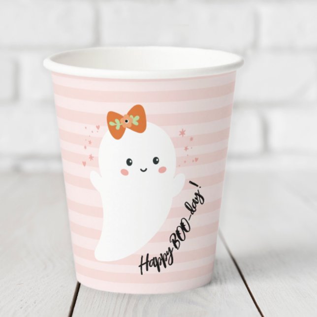 Happy BOO Day Halloween Birthday Paper Cups (Happy Booday Halloween Birthday Party Cup)