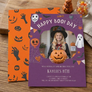 Happy Boo Day Halloween Birthday Photo Invitation