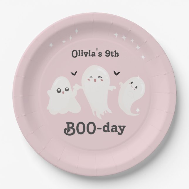 Happy Boo Day | Spooky BOO Day Celebration Paper Plate (Front)