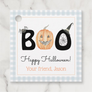 Happy Boo Day Trick or Treat Halloween Blue Boy Favour Tags