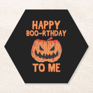 Happy Boo-rthday Birthday To Me Spooky Halloween Paper Coaster