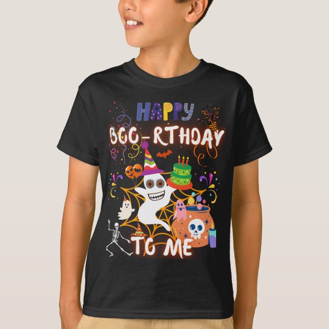 Happy Boo-rthday To Me Halloween Birthday Party  T-Shirt (Front)