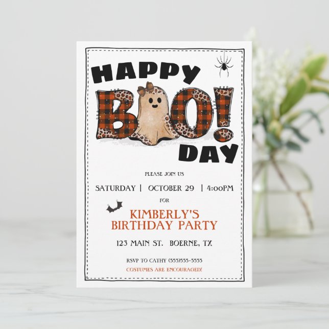 Happy BooDay Birthday Party Invitation (Standing Front)
