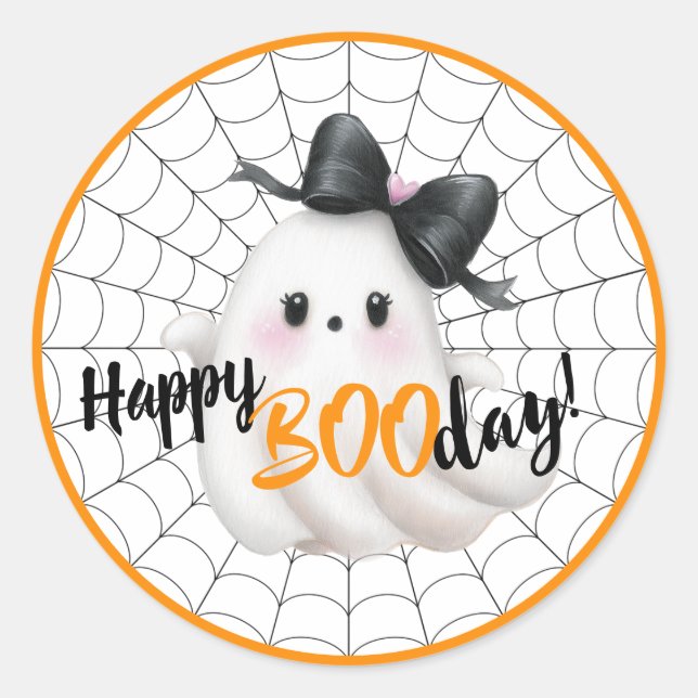 Happy BOOday – Ghostly Giggles & Birthday Cheer Classic Round Sticker (Front)