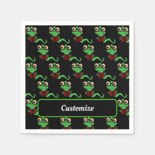 Happy Bookworm Black Napkin