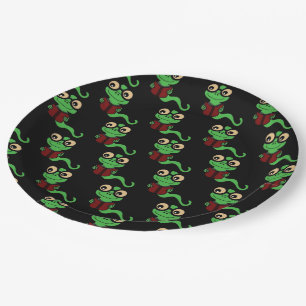 Happy Bookworm Black Paper Plate