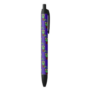 Happy Bookworm Purple Black Ink Pen