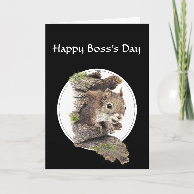 Happy Boss Day,From all us assorted Nuts -Squirrel Card (Front)