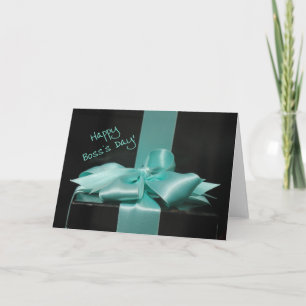 Happy Boss's Day Blue ribbon gift Card