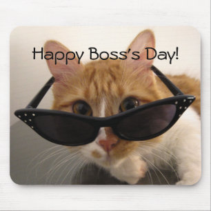 Happy Boss's Day - Cool Cat in Sunglasses Mousepad
