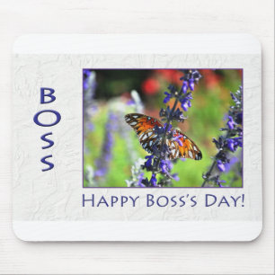 Happy Boss's Day Floral Butterfly Mouse Mat