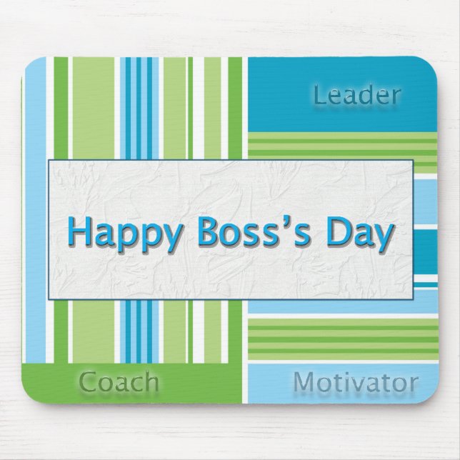 Happy Boss's Day Stripes Mouse Mat (Front)