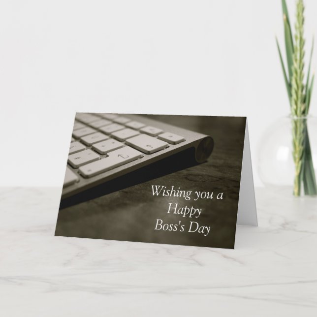 Happy Boss's Day with keyboard and custom text Card (Front)