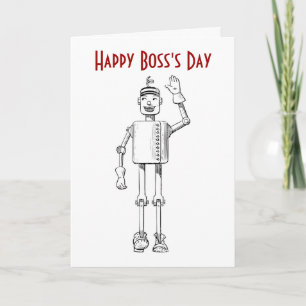 Happy Boss's Day with robot and custom text Card