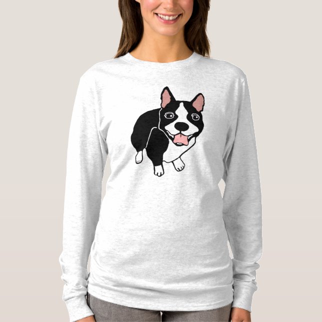 Happy Boston Terrier Women's Long Sleeve T-Shirt (Front)