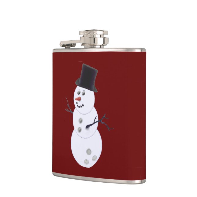 Happy Bowlidays Snowman Hip Flask (Left)