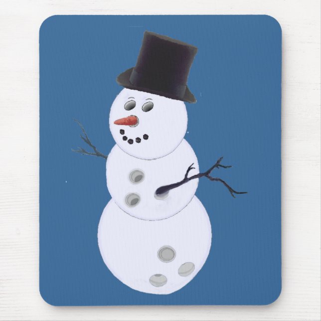 Happy Bowlidays Snowman Mouse Mat (Front)
