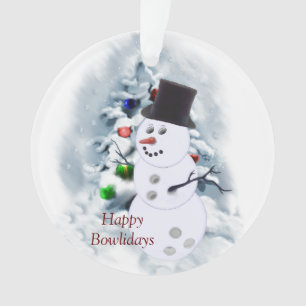 Happy Bowlidays Snowman Ornament