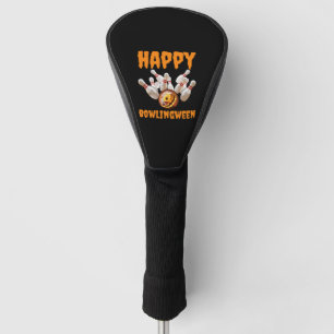 Happy Bowlingween Pun Halloween Pumpkin Bowling Golf Head Cover