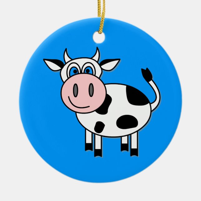 Happy Boy Cow Ceramic Tree Decoration (Front)