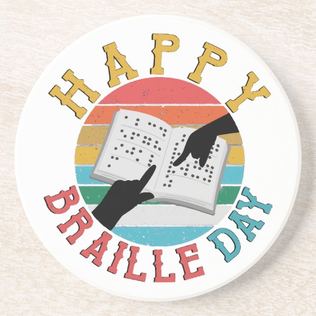 Happy Braille Day Coaster (Front)